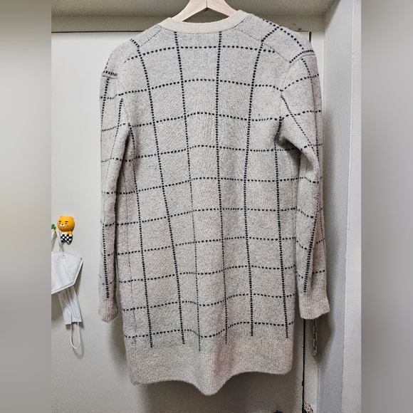Madewell Ryder Cardigan Wool Sweater in Bird's-Eye Windowpane XS Oversized - Picture 2 of 2